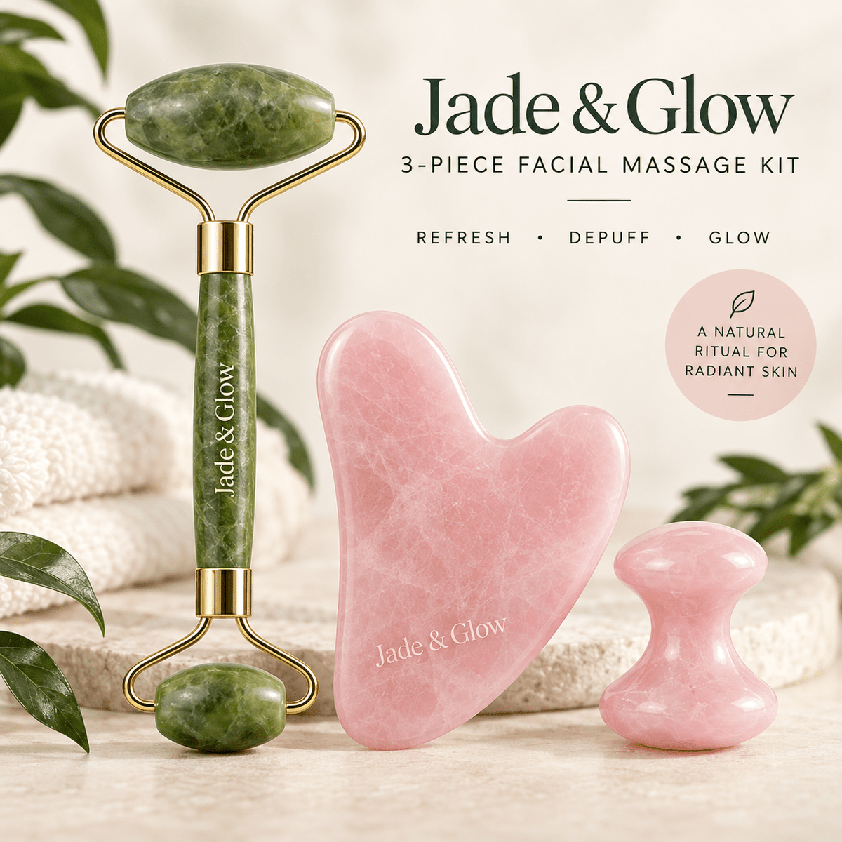Jade 3-Piece Facial Massage Kit - Dawterson