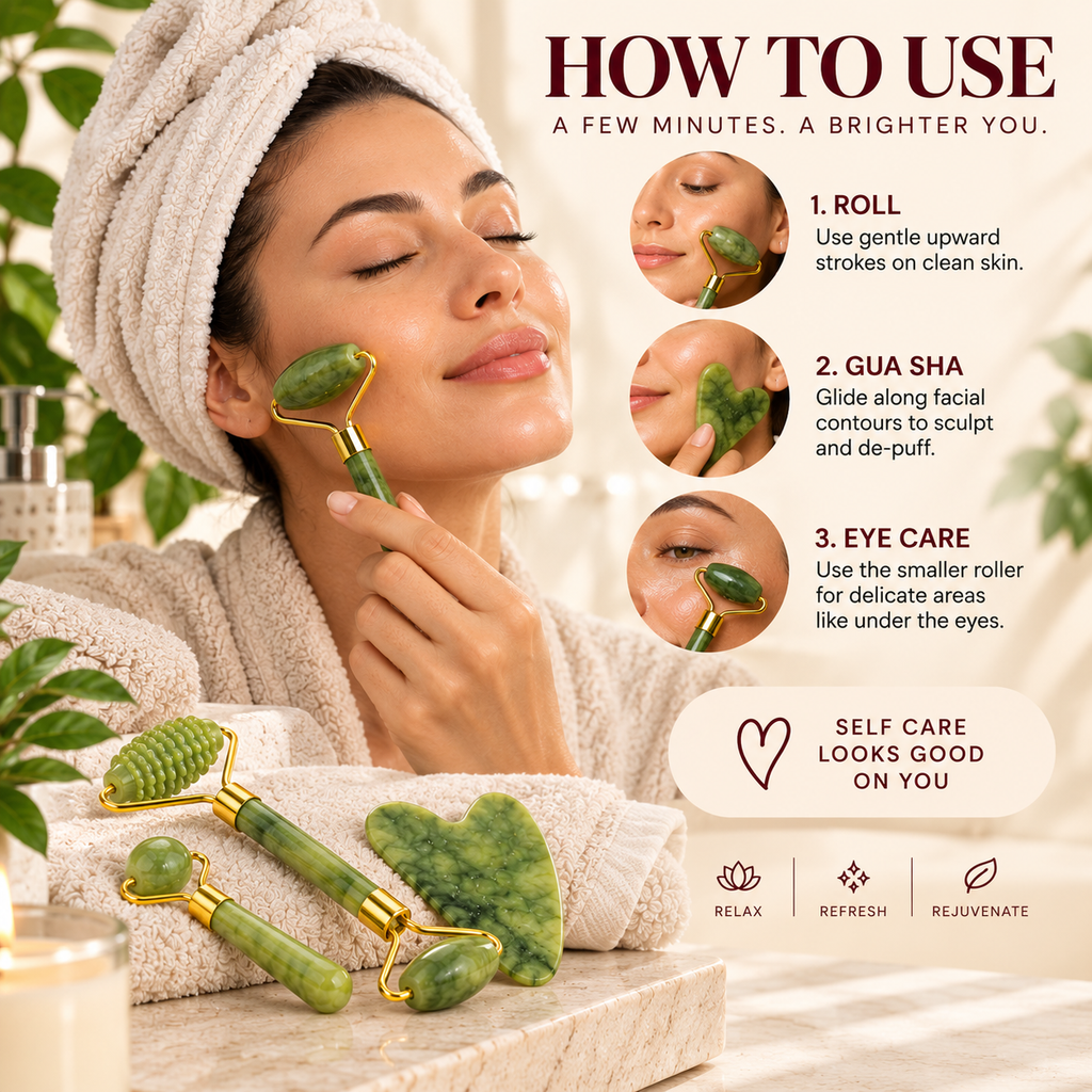 Jade 3-Piece Facial Massage Kit how to use image