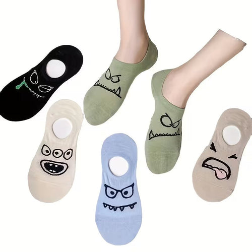 Kids Expression Session: "Mood Swing" Cartoon Ankle Socks (5-Pack) - Dawterson