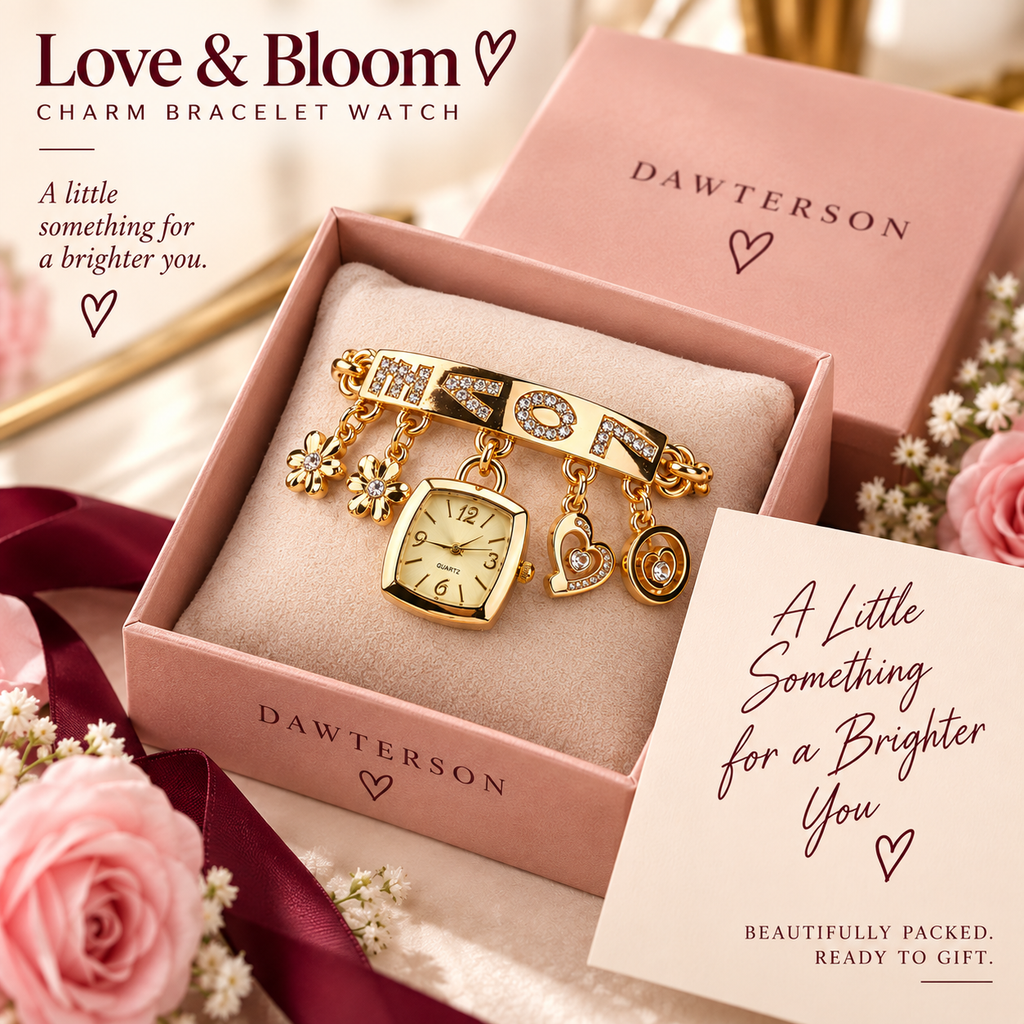Love & Bloom Charm Bracelet Watch gift-ready packaging image