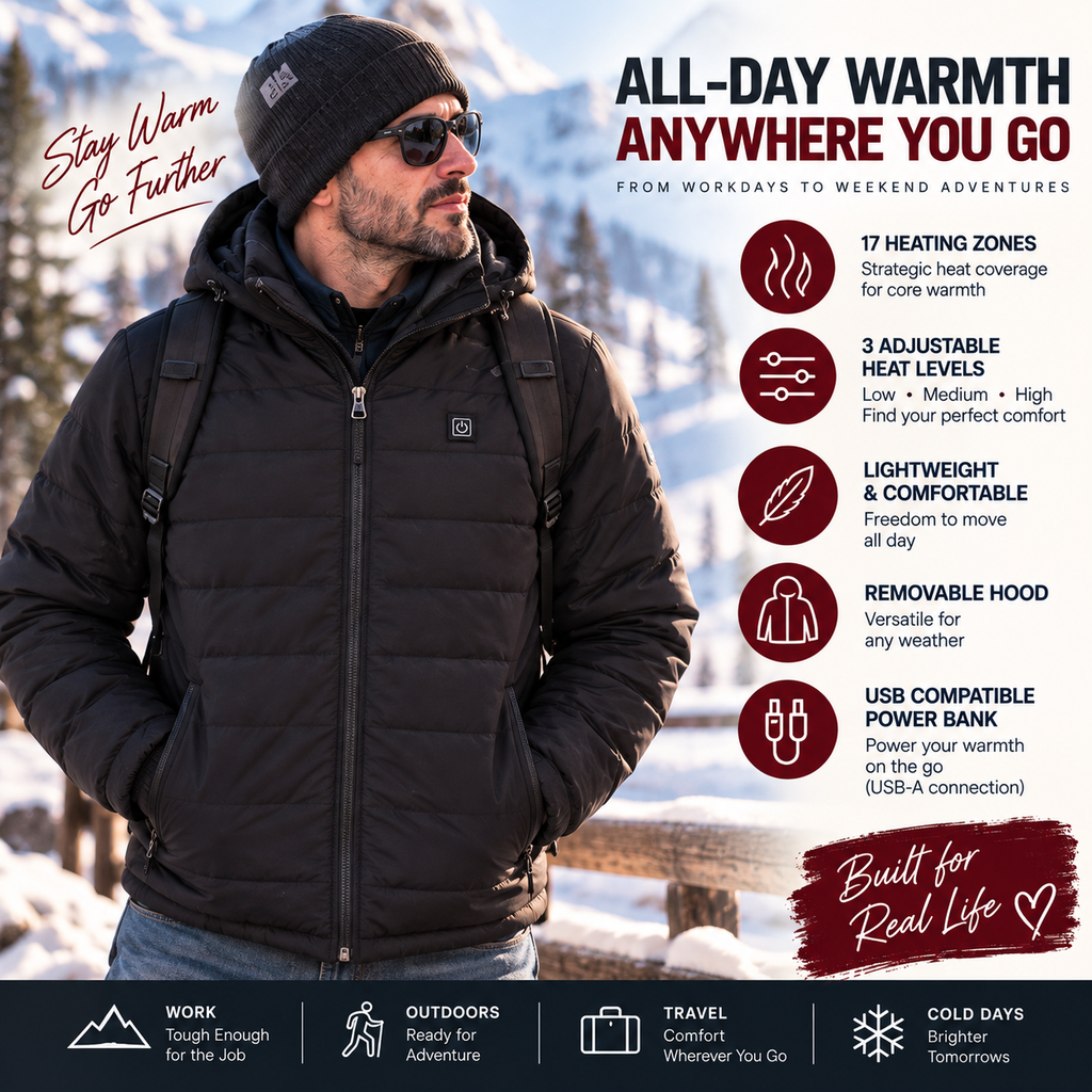 Men's 17-Zone Hooded Heated Jacket winter lifestyle hero