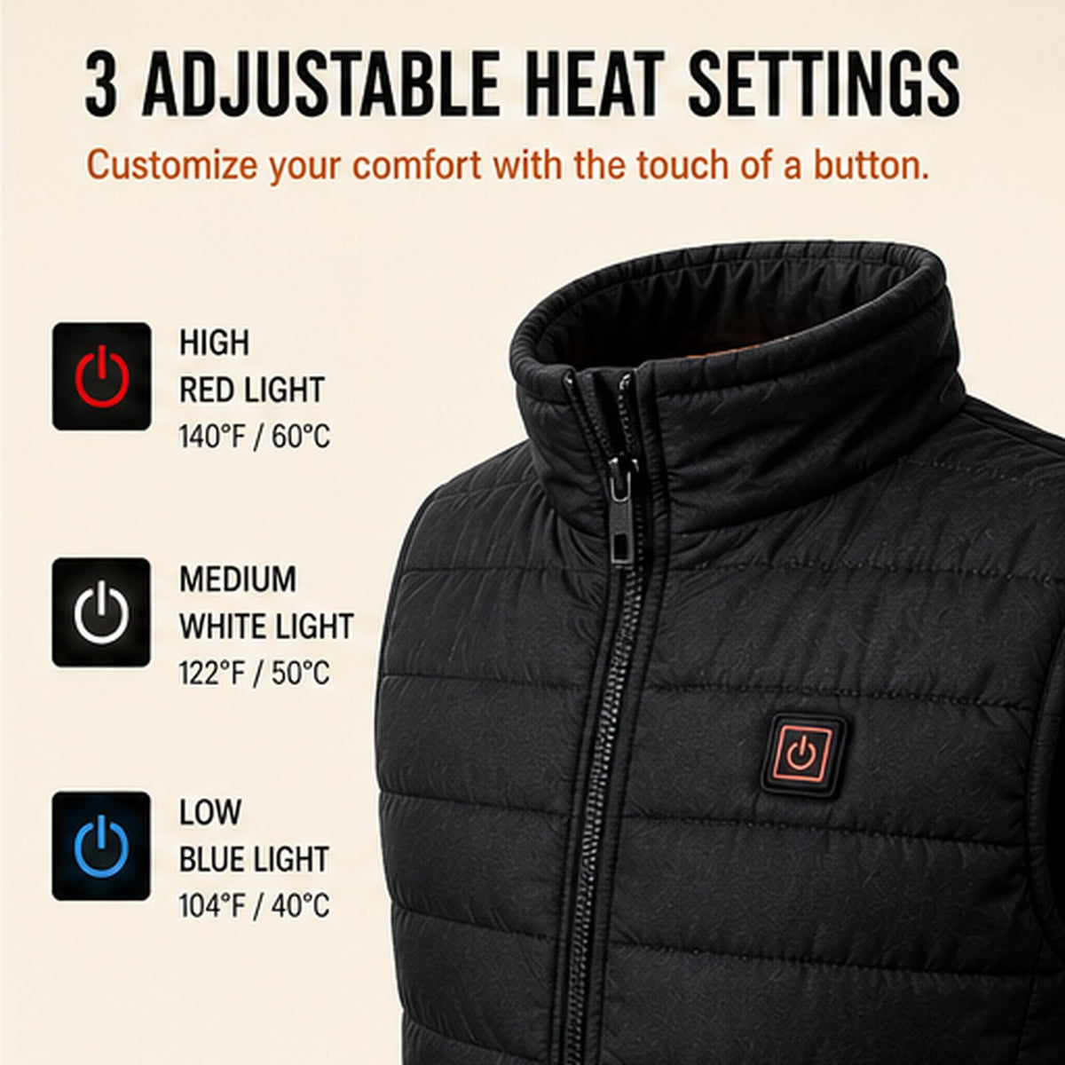 Men’s 6-Zone Rechargeable Heated Vest - Dawterson