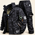 Men’s ArcticGuard fleece-lined utility jacket and cargo pant set in black camo