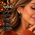 Midnight Pumpkin earrings lifestyle and size reference