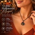 Midnight Pumpkin necklace Halloween magic lifestyle details