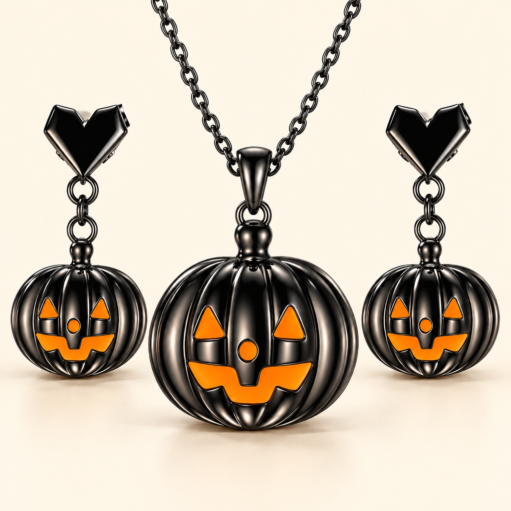 Midnight Pumpkin Necklace and Earrings Set hero image