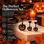 Midnight Pumpkin Necklace and Earrings Set complete Halloween set