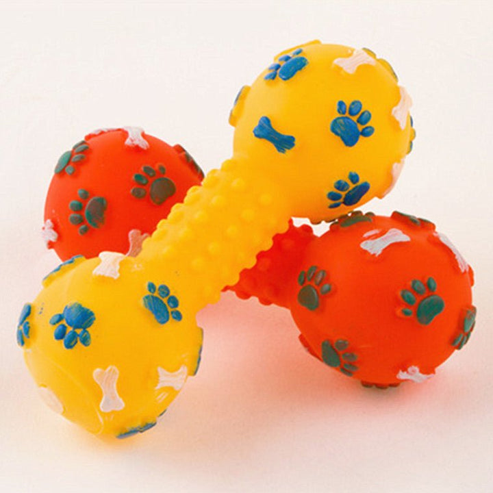 Pet Dumbbell Sound Toys Silicone Dog Toys Teeth bite 13CM Dog Training Guide Toys - Dawterson