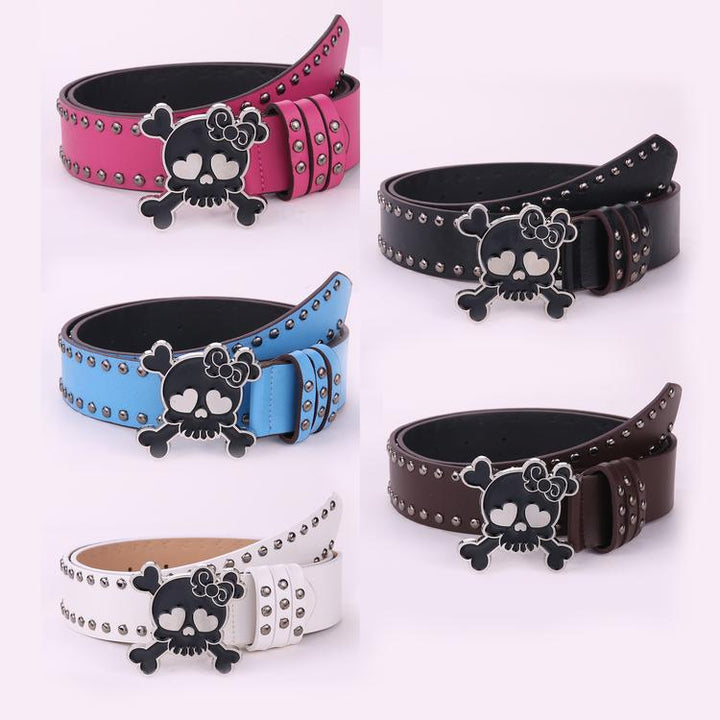 Punk Rivet Skull Statement Belt - Dawterson