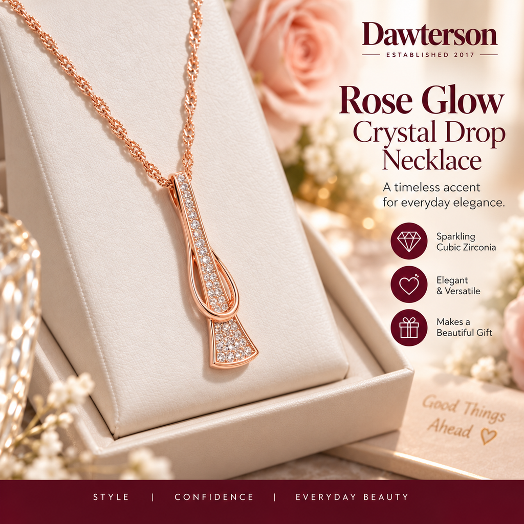 Rose Glow Crystal Drop Necklace rose-gold tone crystal pendant