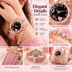Rose Glow Watch and Crystal Bracelet Set details and fit