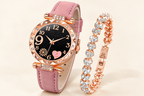 Rose Glow Watch and Crystal Bracelet Set