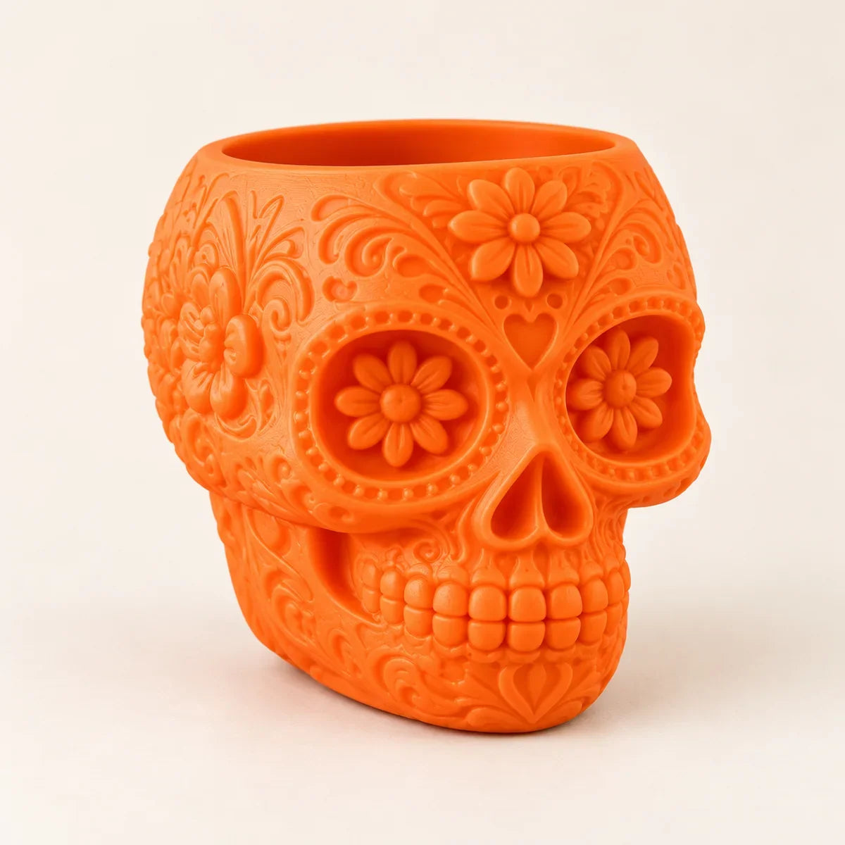 Variant only — orange sugar skull planter in daylight