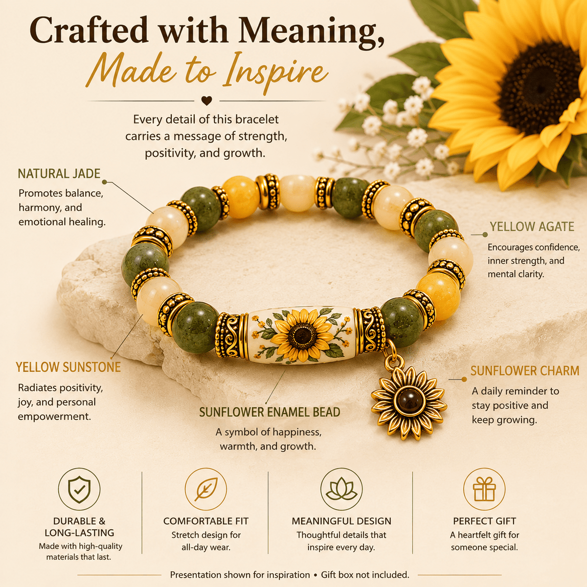 Sunflower Power Inspirational Bracelet - Dawterson