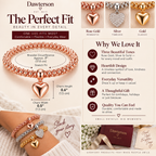 Three-Tone Heart Charm Bracelet size guide and product details