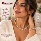 Woman wearing the Tricolor Twist Necklace and Bracelet Set