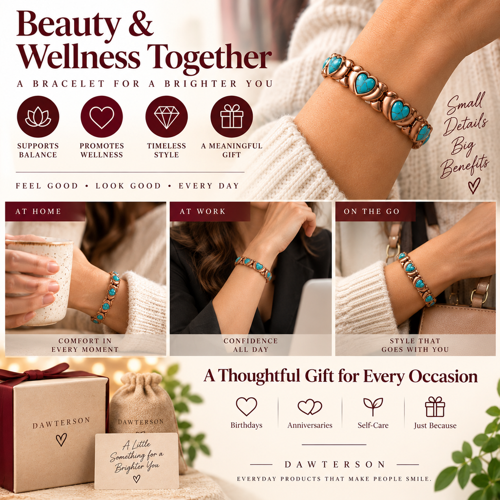 Turquoise Heart Copper Magnetic Bracelet beauty and wellness lifestyle image