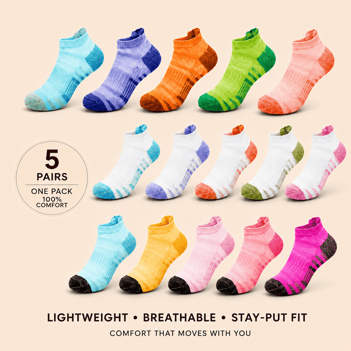 Women's Lightweight Active Performance Low-Cut Socks (5-Pack) - Dawterson